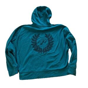 Victoria's Secret PINK‎ Hoodie Sweatshirt Women's M New Teal Green Logo Fleece